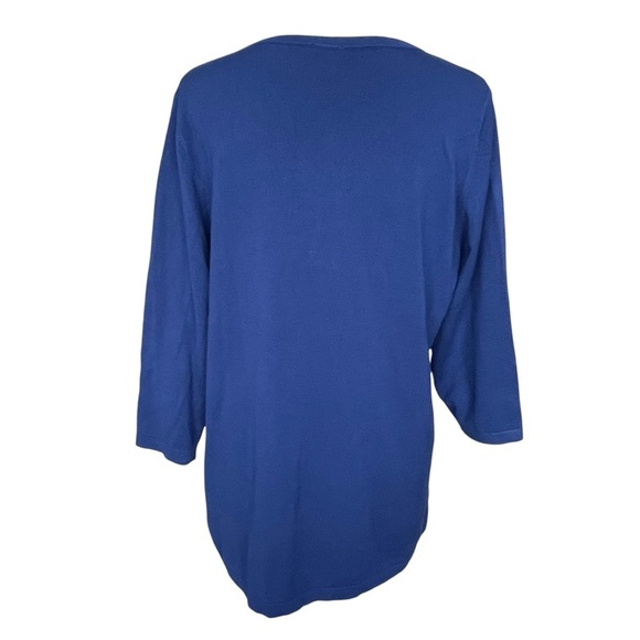 Chico’s Button Detail V-neck Pullover Blue Sweater Women’s Size 2 Regular Size L - Picture 4 of 9